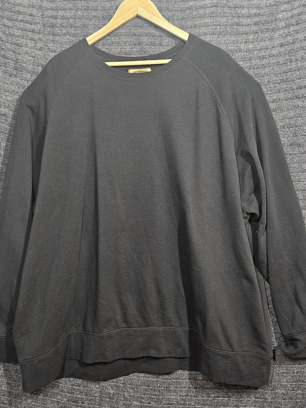 Foundry Mens Cotton Sweatshirt Solid Black Pullover 4XL Crew Neck Big and Tall